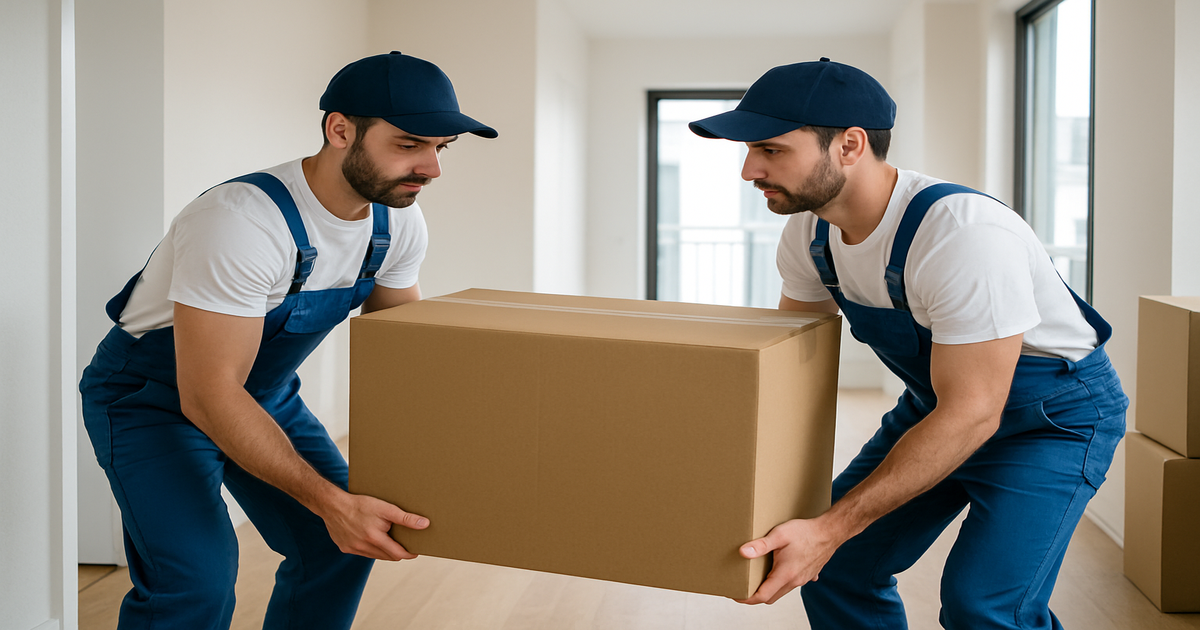 Umzug Bielefeld – Umzugshelfer tragen Kartons in Bielefelder Wohnung